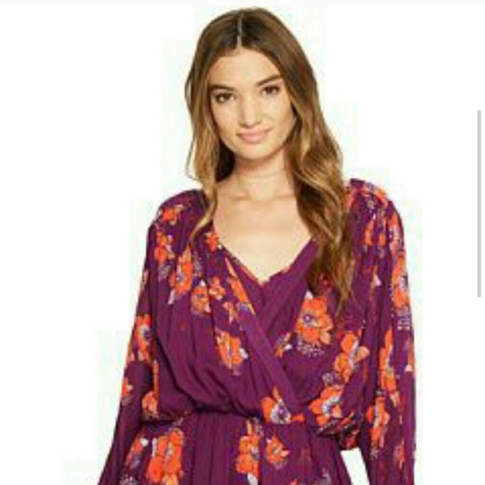 Free People Purple Tuscan Dreams Blouse XS - Picture 3 of 10